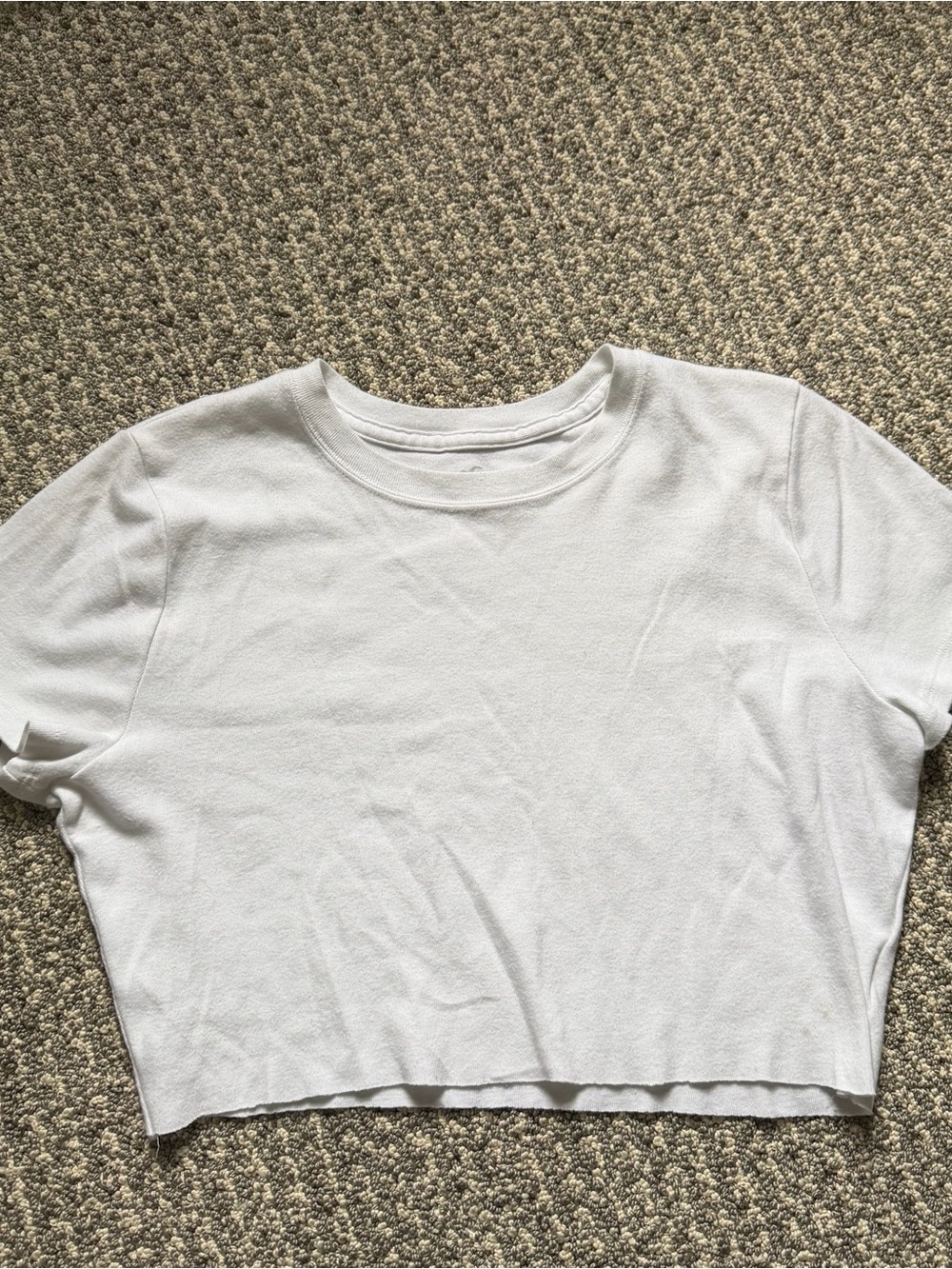 Hollister White Cropped Crewneck Tee